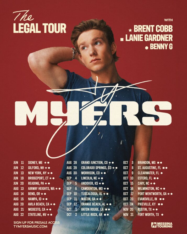 Ty Myers promotional image for The Legal Tour announcement