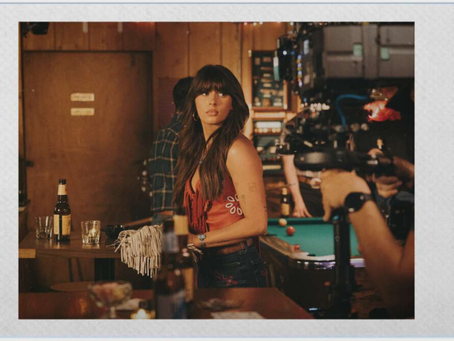 Ella Langley in a scene from the Choosin Texas music video filmed at Stagecoach Ballroom in Fort Worth