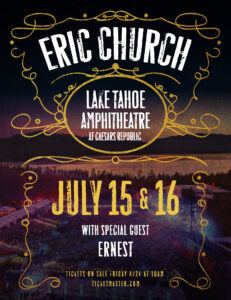 Eric Church summer shows 2026 - Lake Tahoe