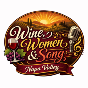 Promotional artwork for Wine, Women and Song event in Napa Valley