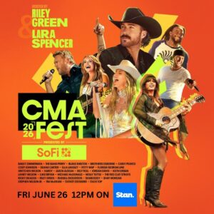 Riley Green and Lara Spencer host the 2026 CMA Fest presented by SoFi television special.
